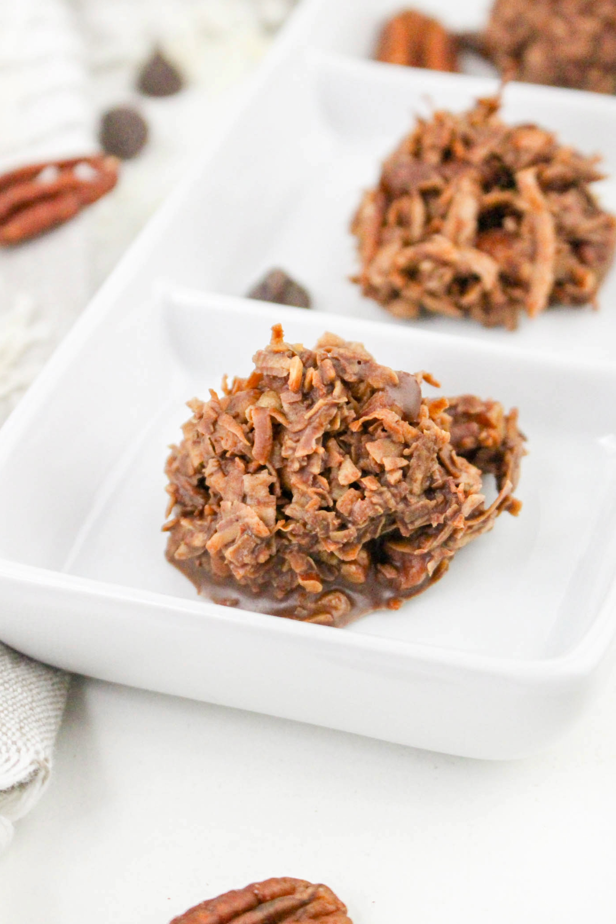 Keto coconut cluster on a plate.