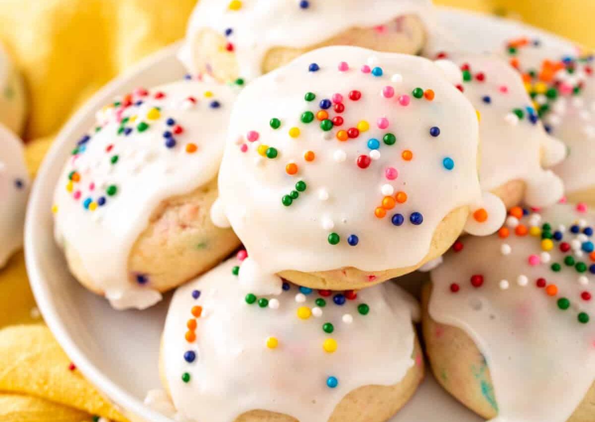 Condensed milk cookies on a plate.