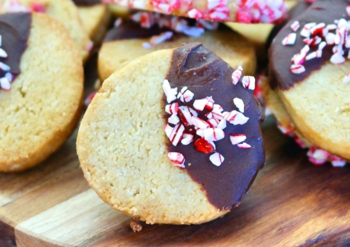 Keto cookies on cutting board.