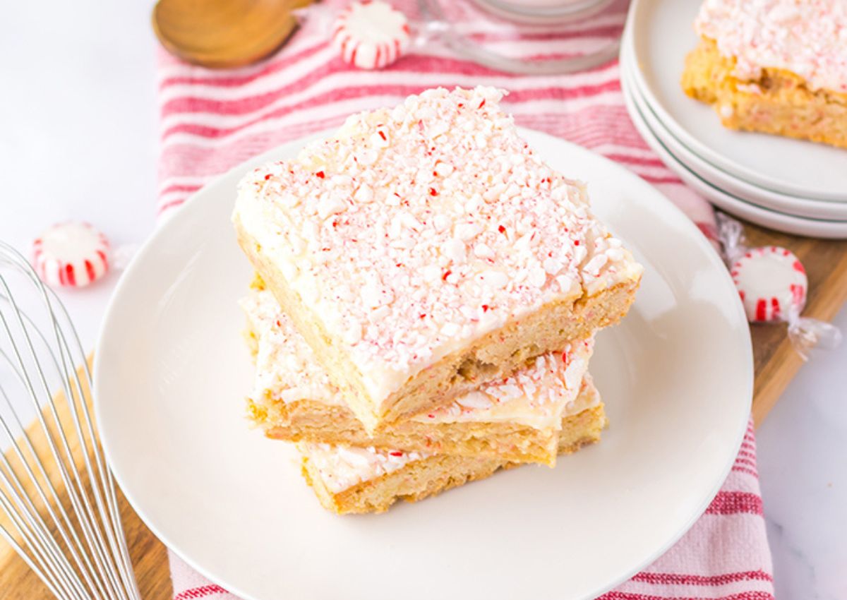 Cookie bars on a plate.