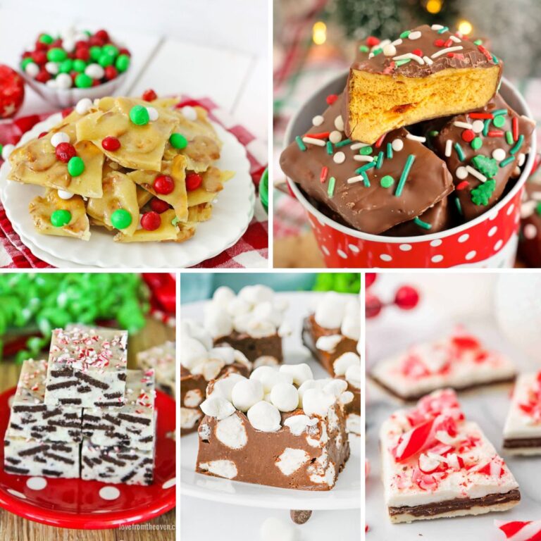 Collage of christmas candy recipes.