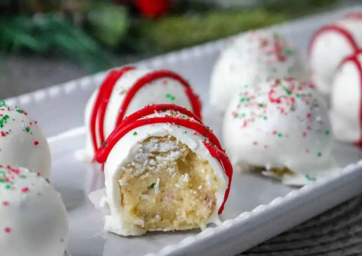 Christmas tree cake balls on a plate