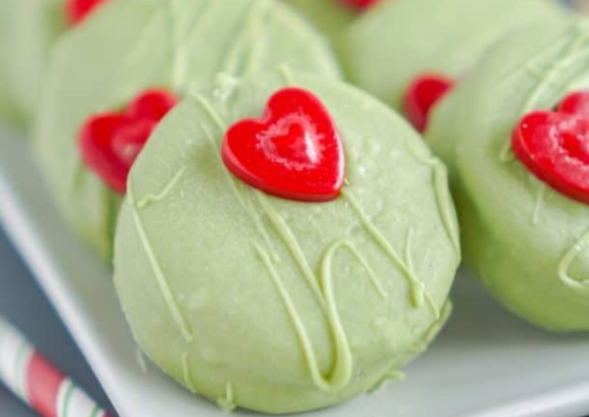 Grinch Cookies on a plate