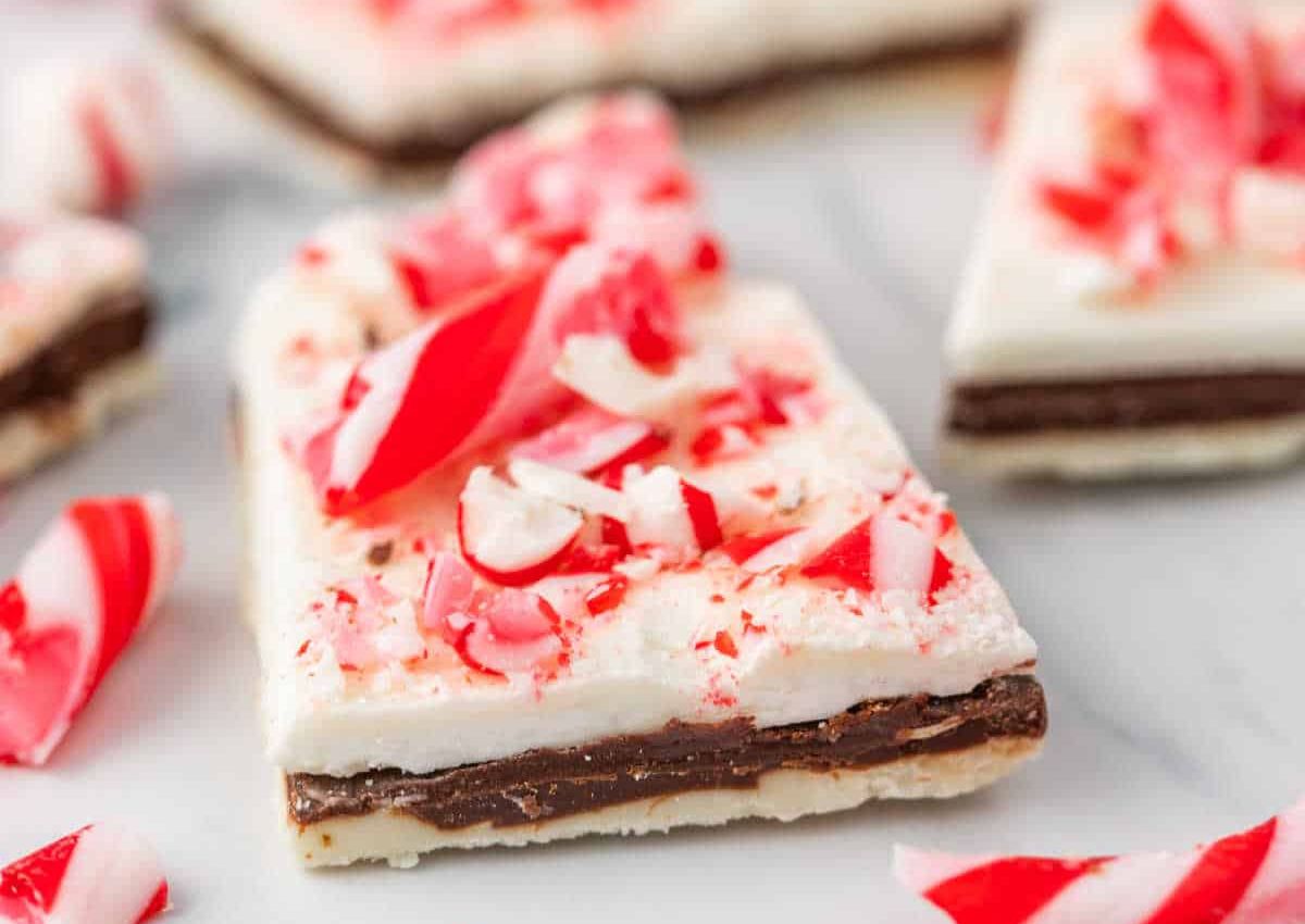 Peppermint Bark on parchment paper