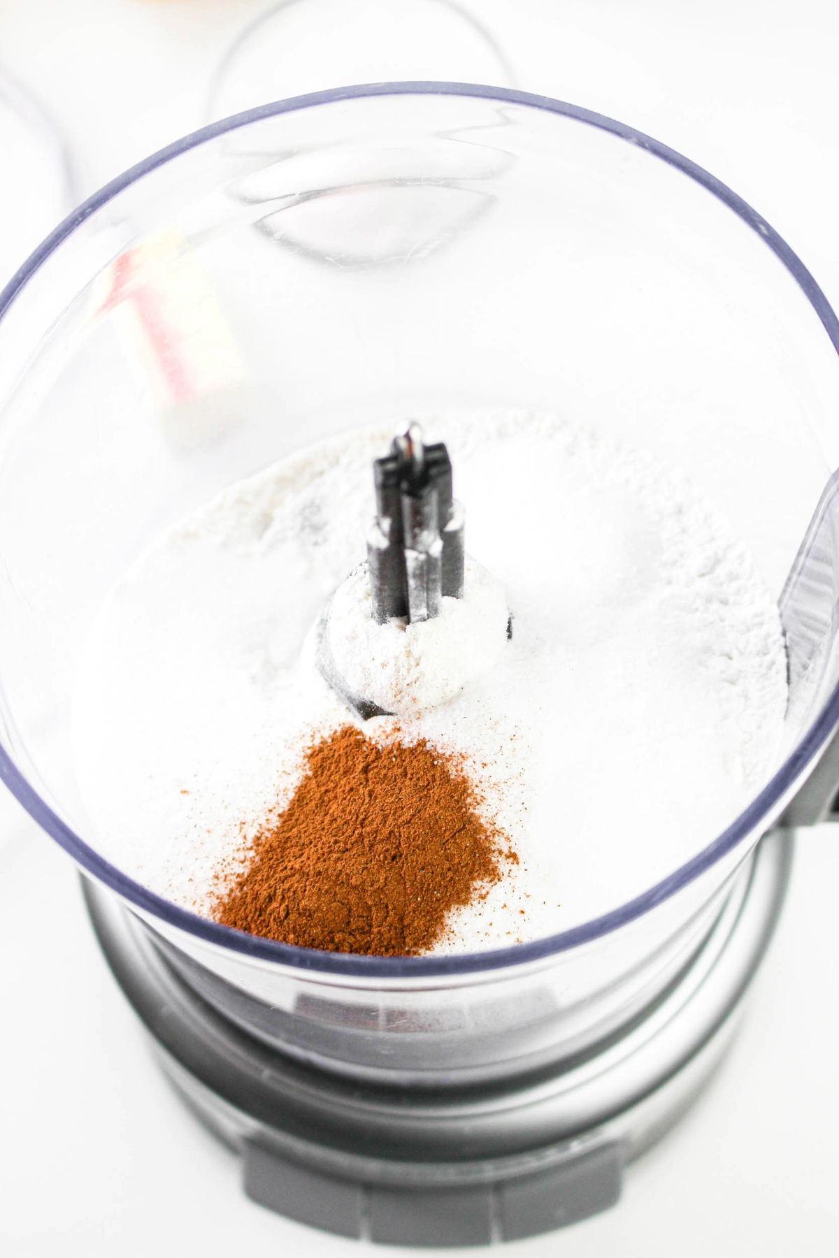 mixing dry scone ingredients in a food processor.