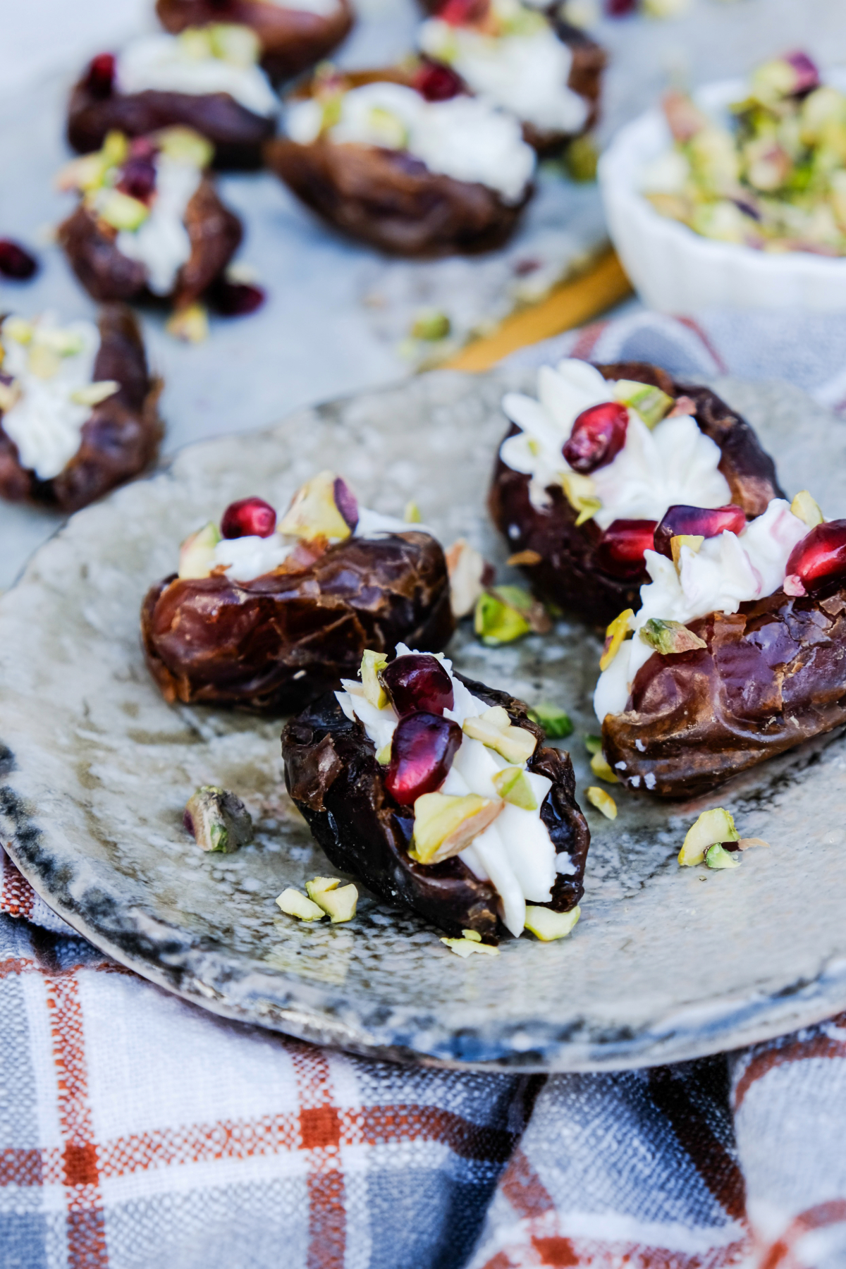 Dates filled with goat cheese.