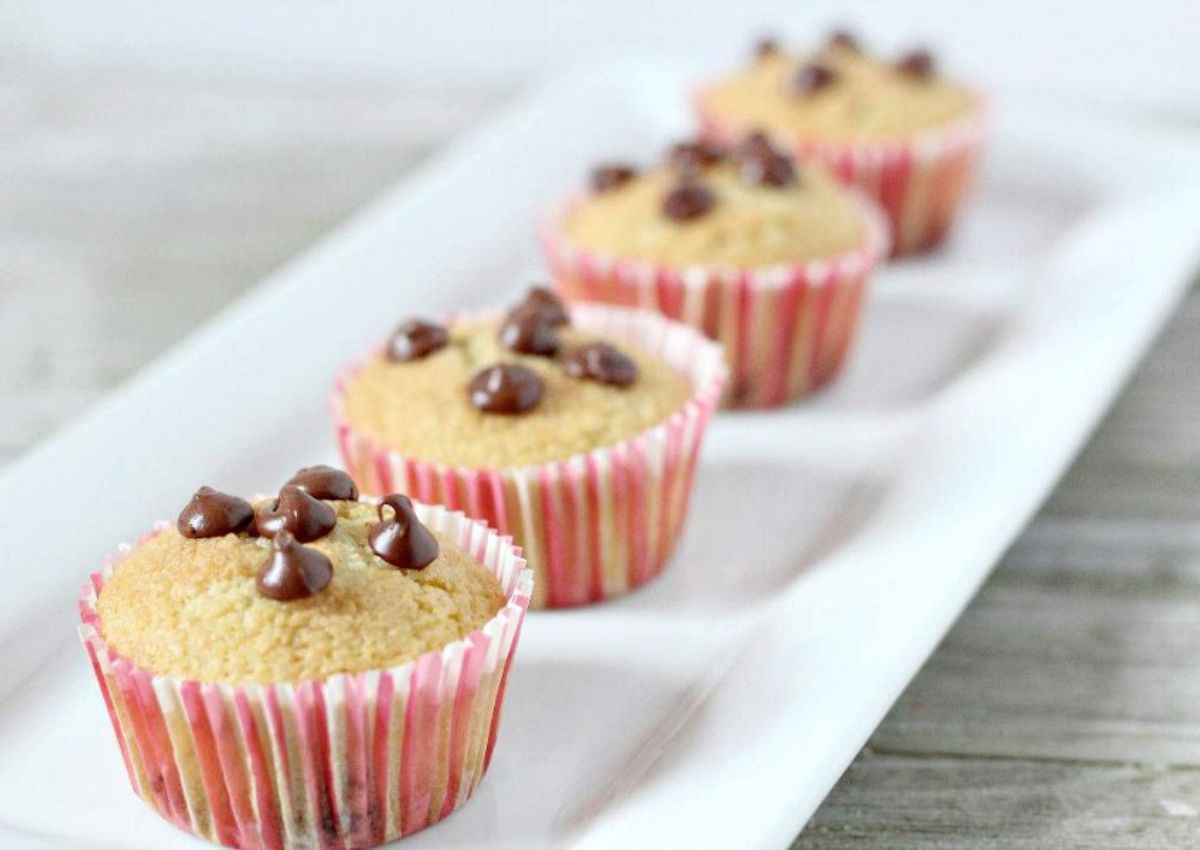 Low carb muffins on a serving tray.