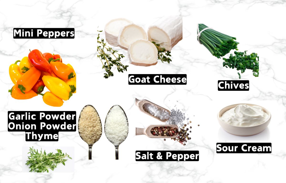 Ingredients to make keto goat cheese stuffed mini peppers.