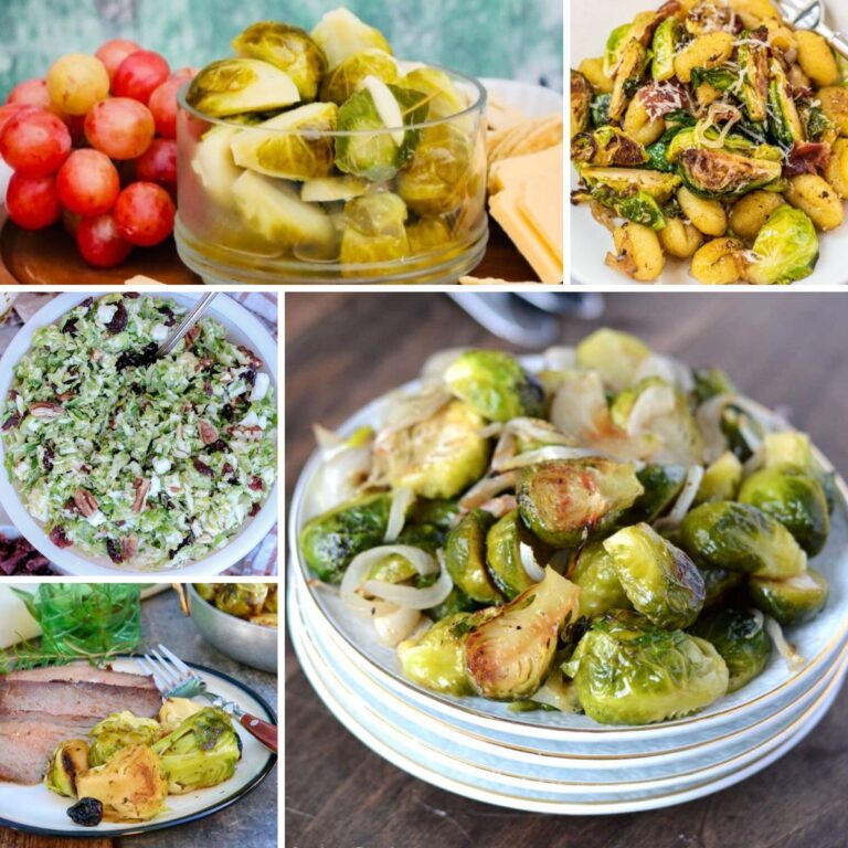 Collage of Brussels sprouts recipes.