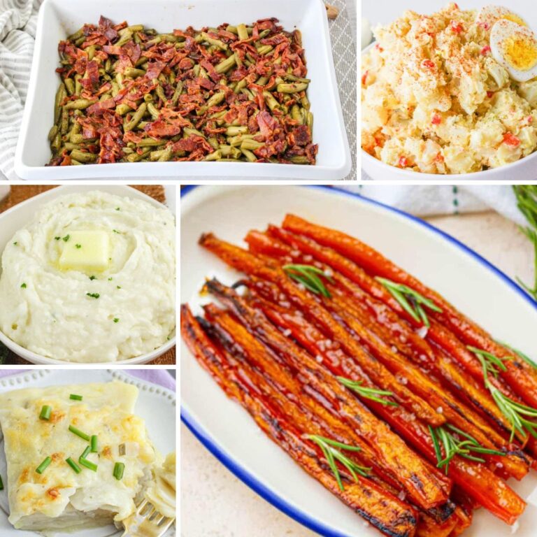 Collage image of different easter side dishes.