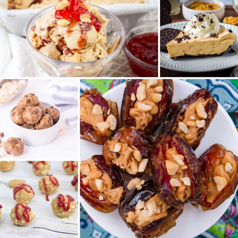 Collage of peanut butter dessert recipes.