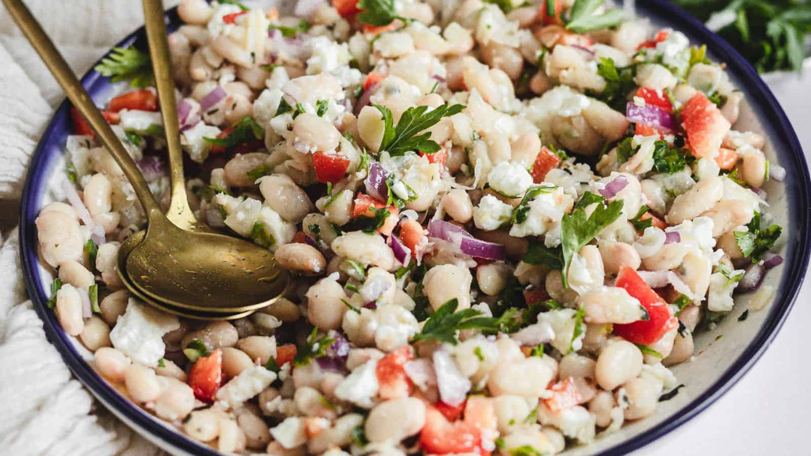 White bean salad with feta cheese.
