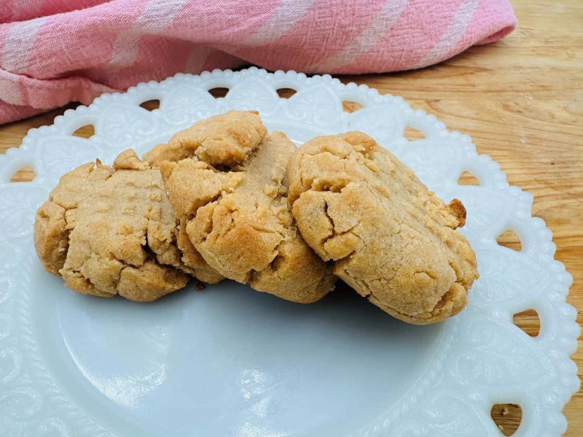 Peanut butter cookies on a plate.