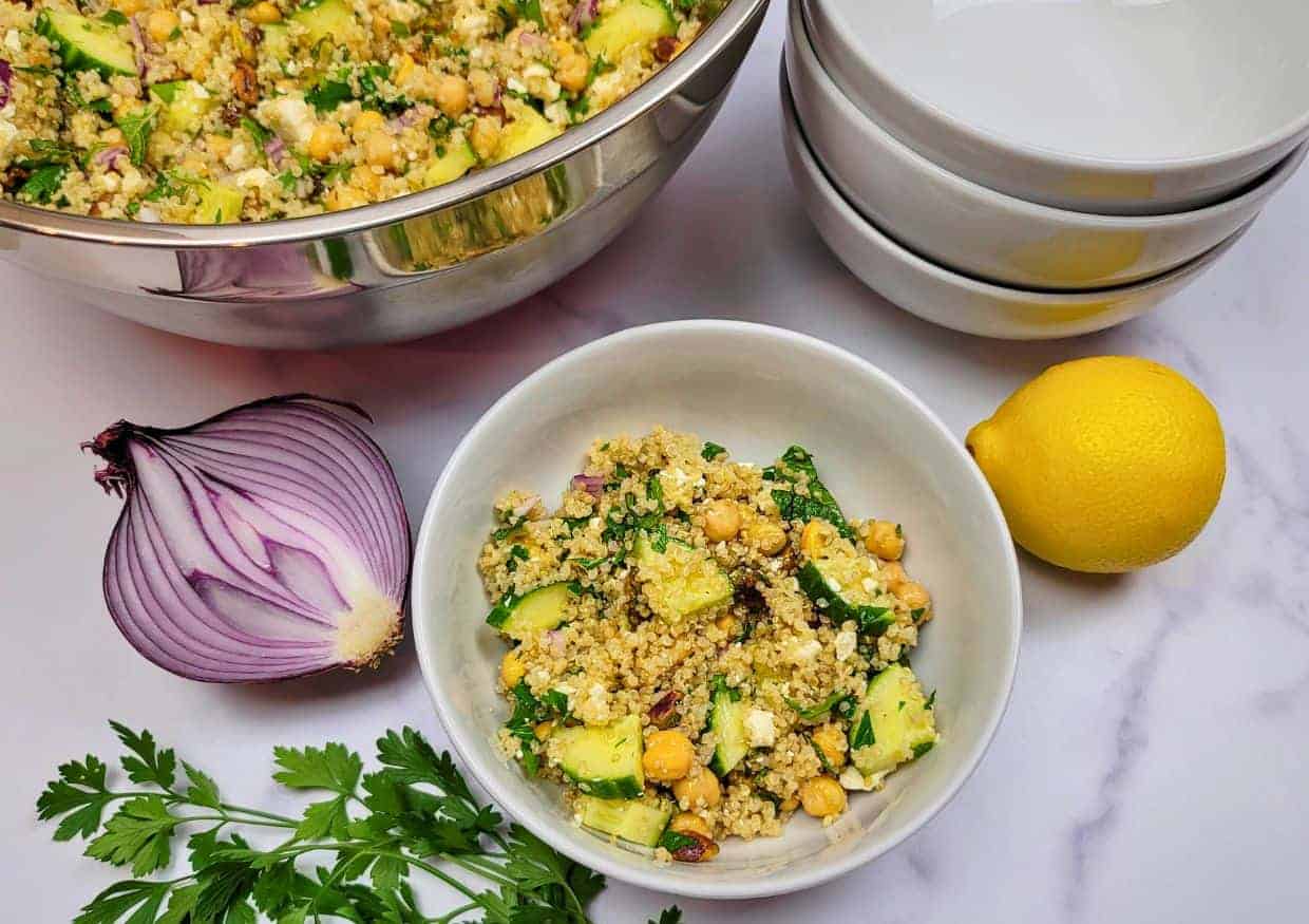 Bowl full of quinoa salad,