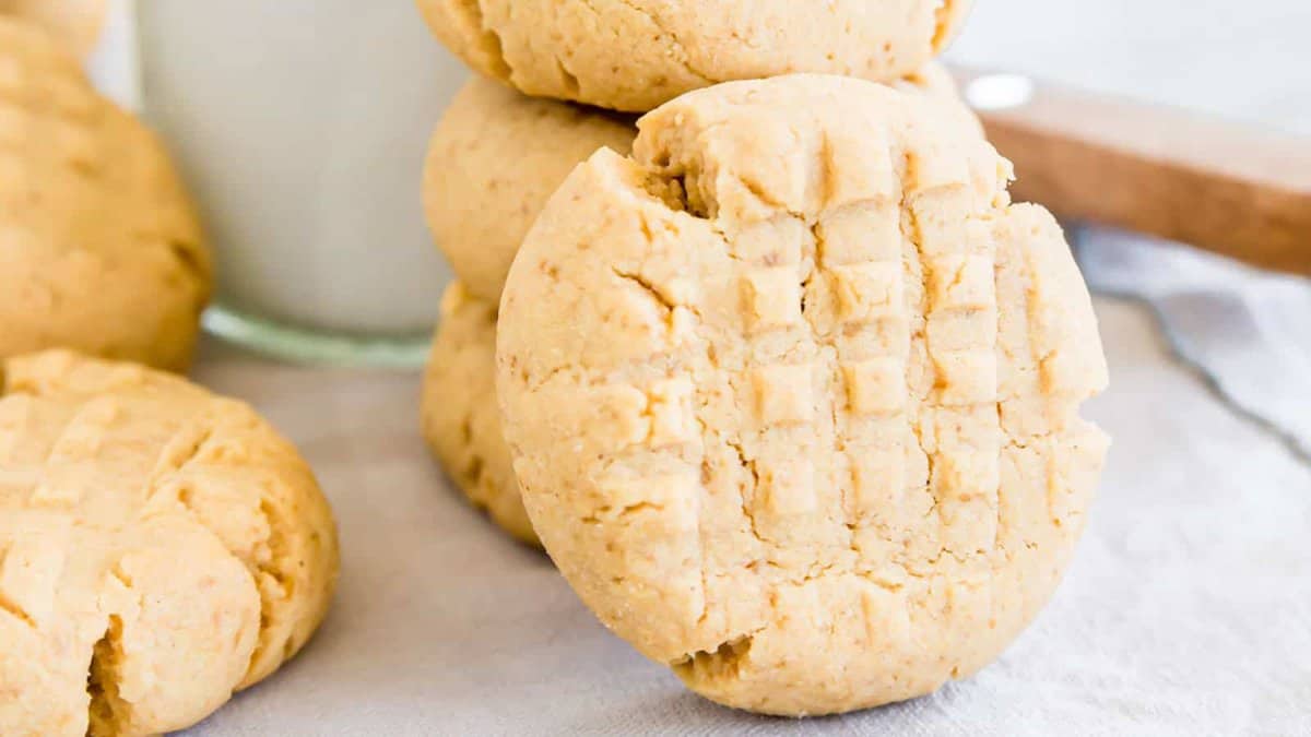 Gluten free peanut butter cookies on a table.