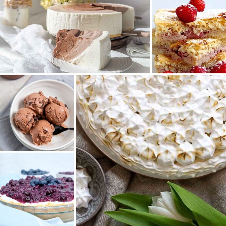 Collage image of keto desserts.