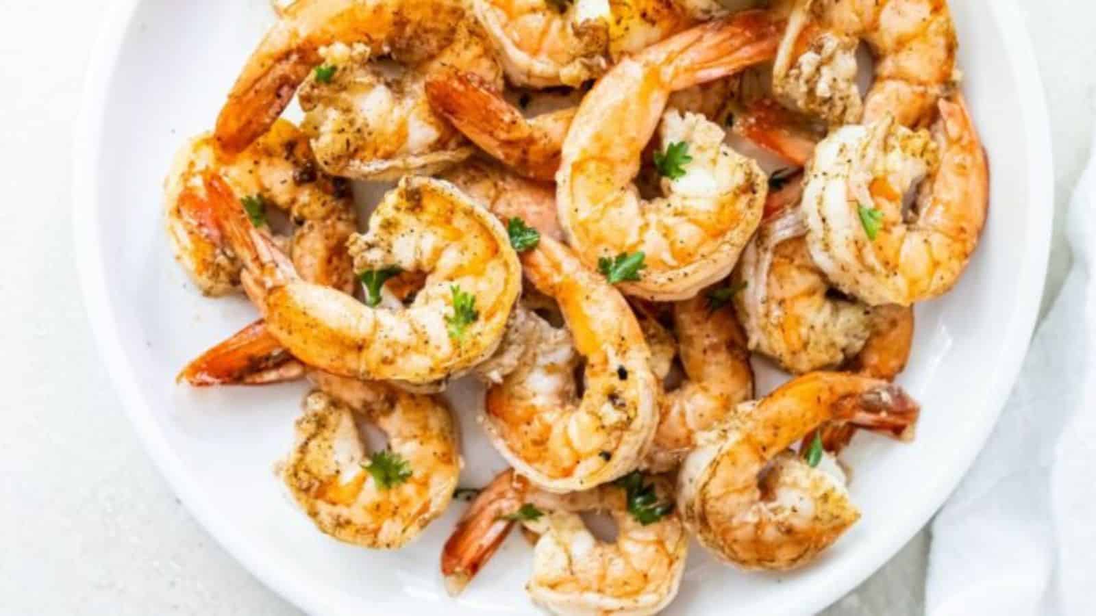 Shrimp on a white plate.