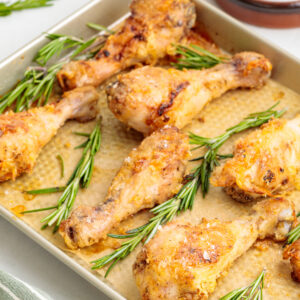 chicken on a baking sheet.