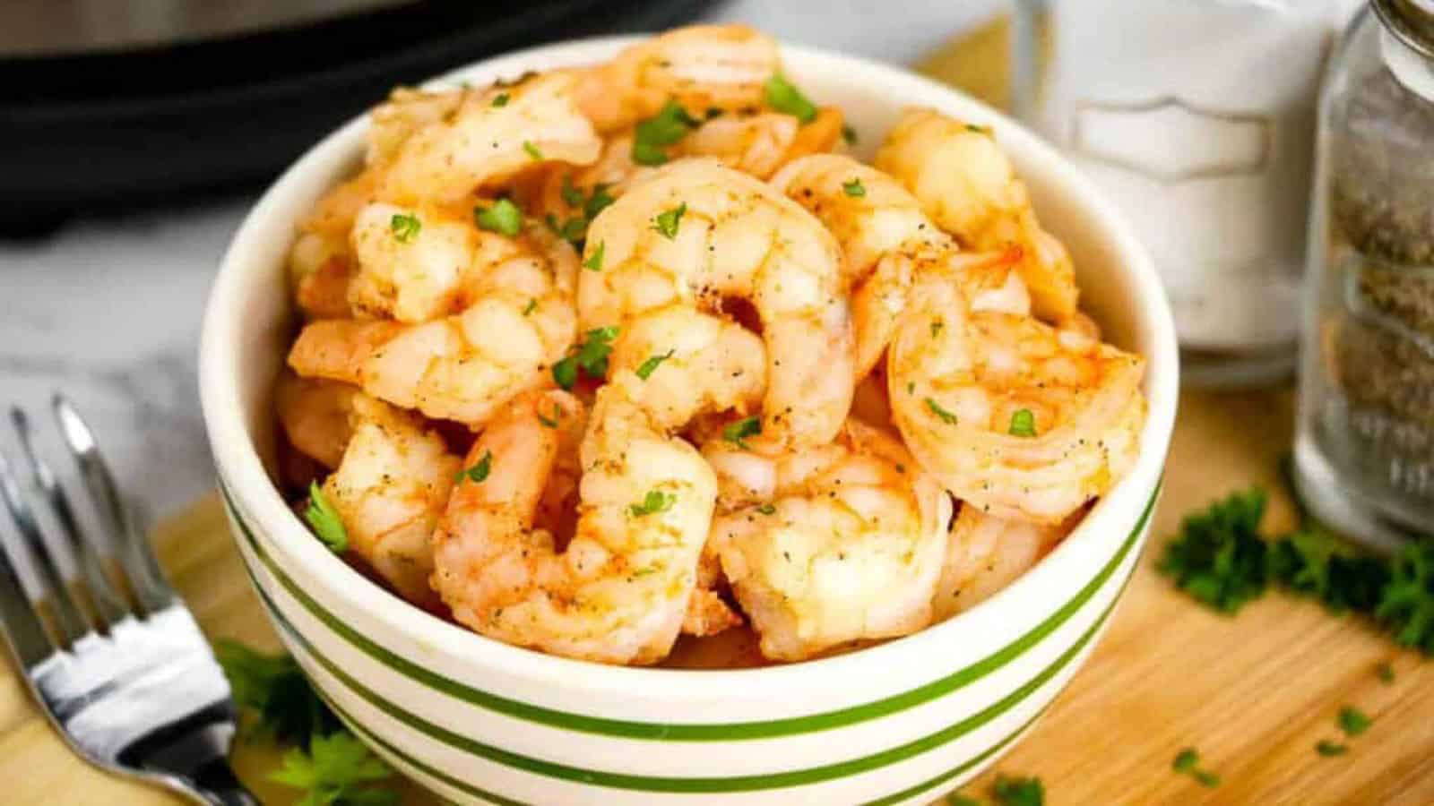 Bowl full of shrimp.