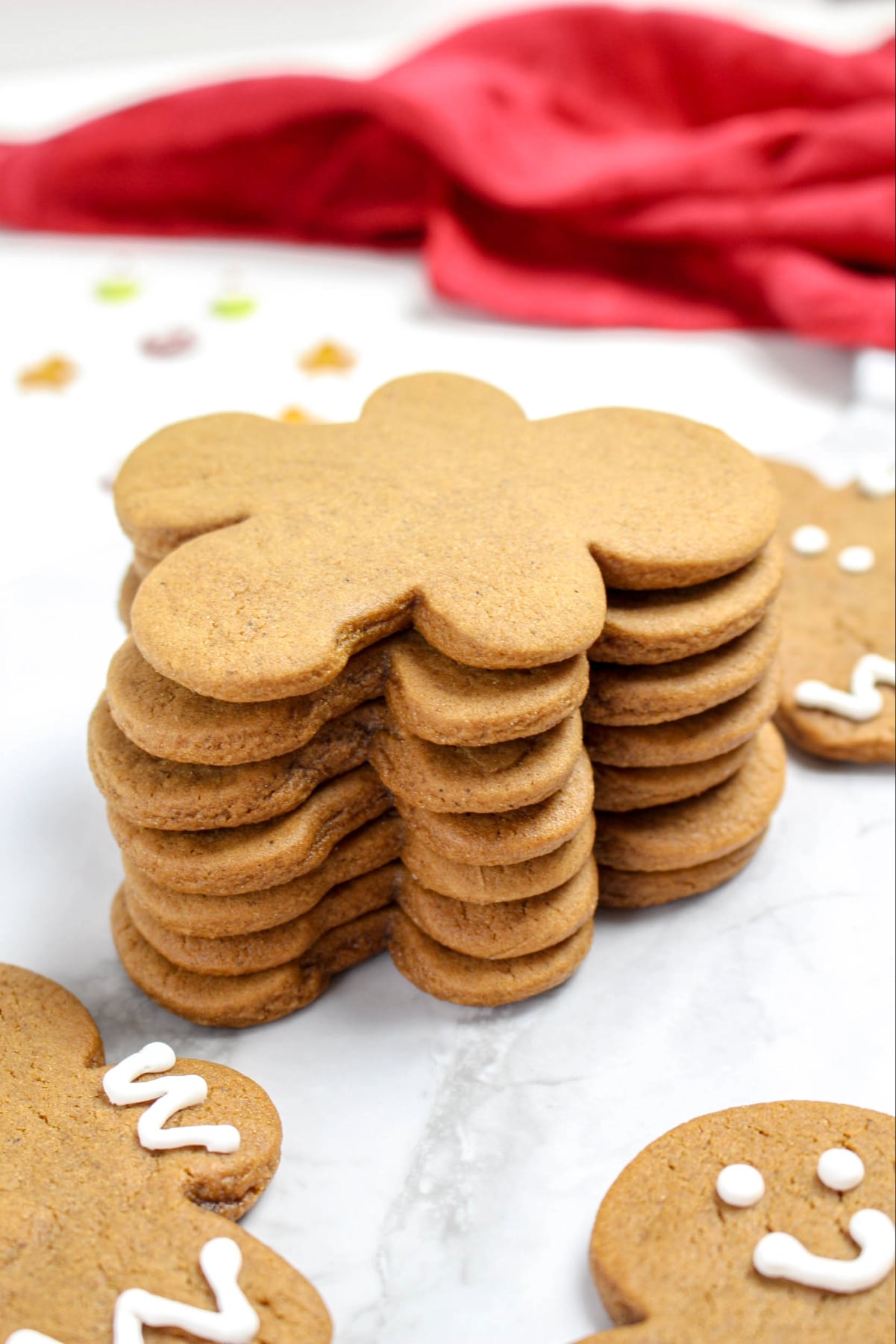 a stack of baked gingerbread cookies.
