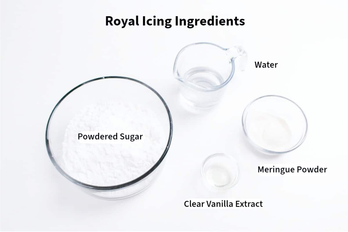 Ingredients to make royal icing.