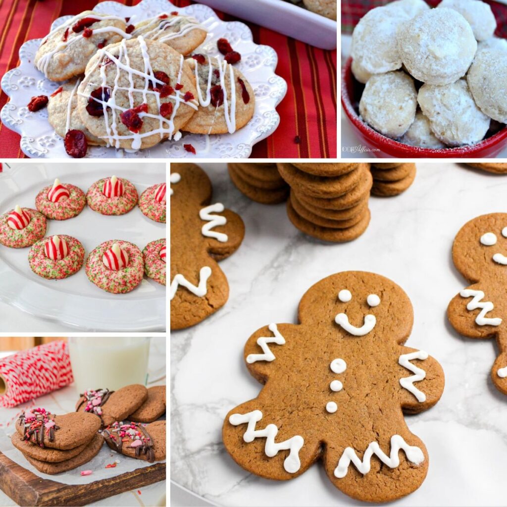 Collage of christmas cookies.