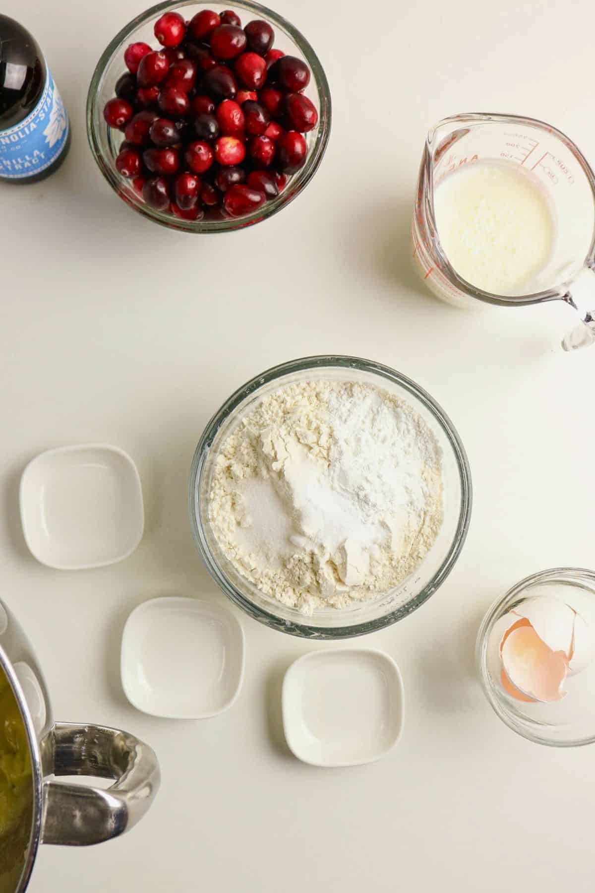Dry ingredients being mixed in a small glass bowl.