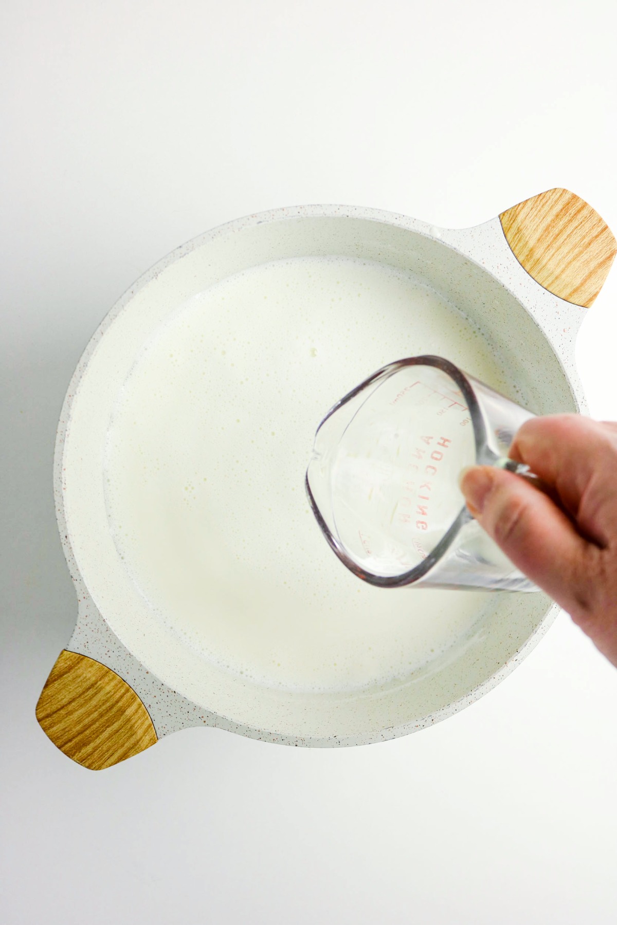 Vinegar added to milk mix.