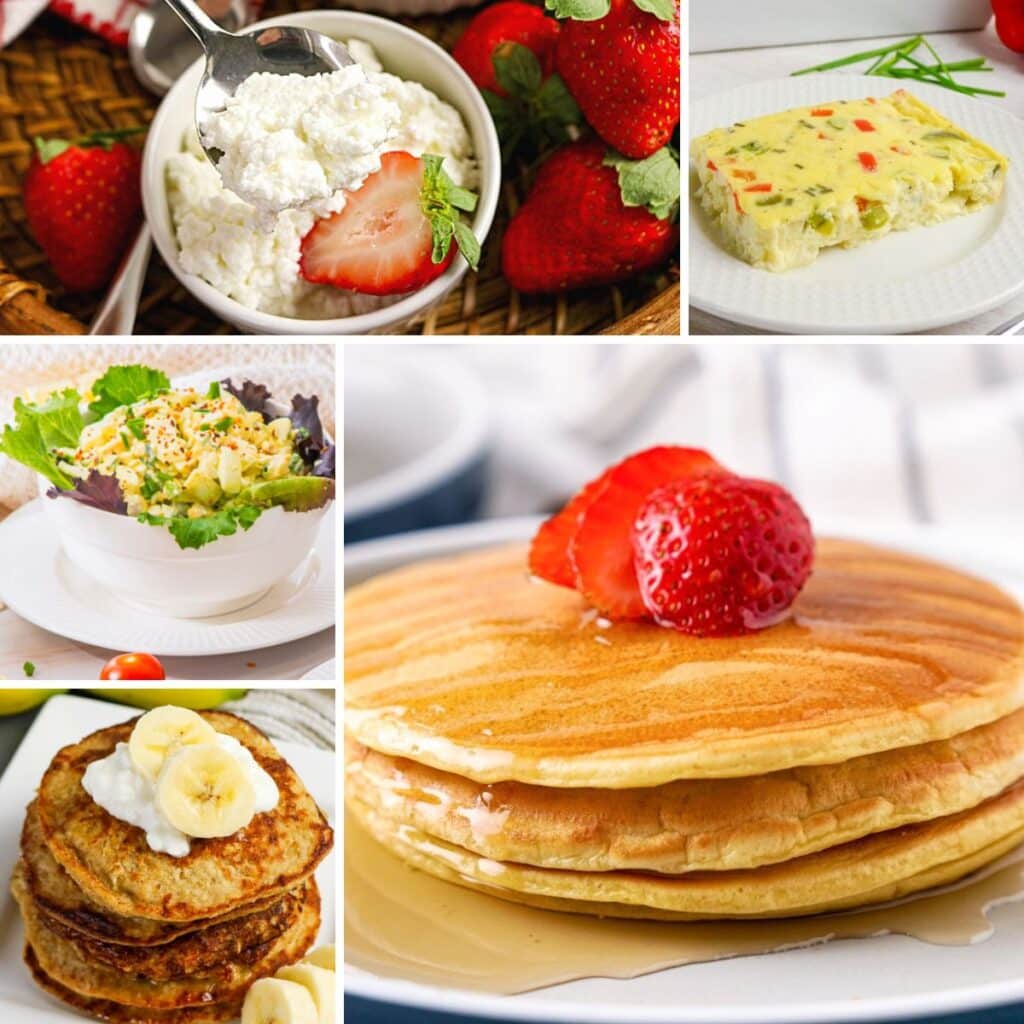 Collage of cottage cheese recipes.