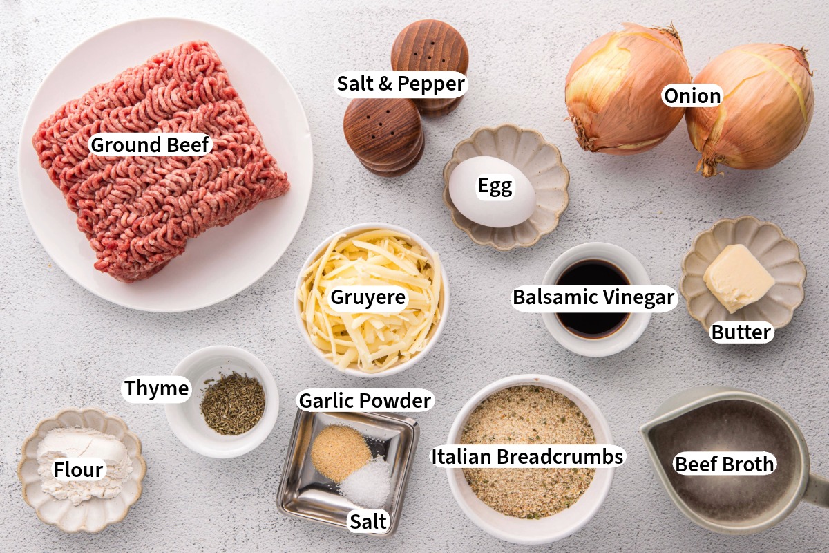 Ingredients to make French onion meatballs.