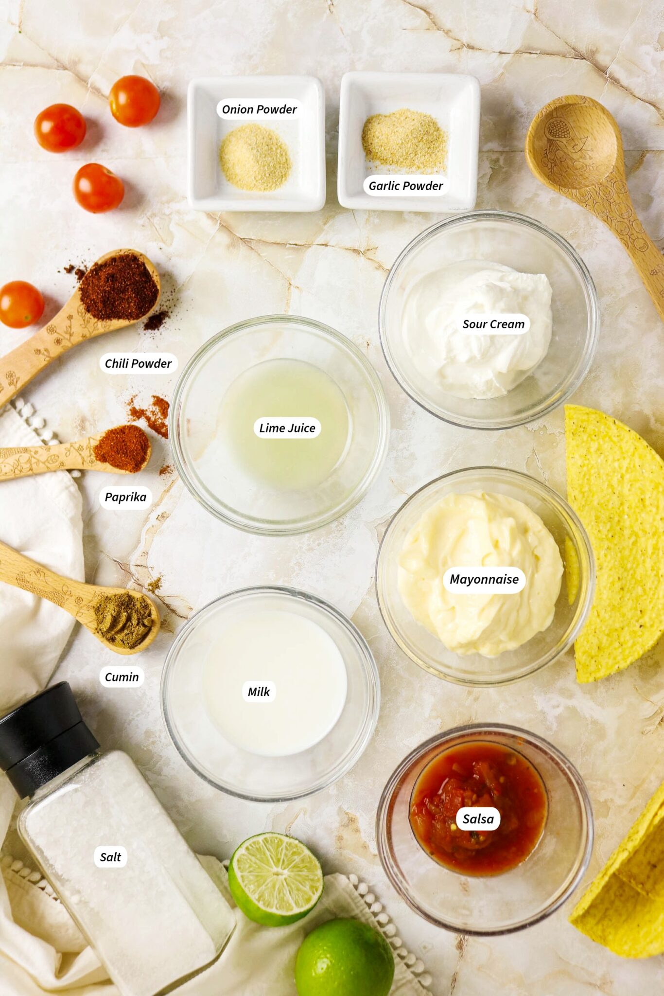 Ingredients to make taco salad dressing