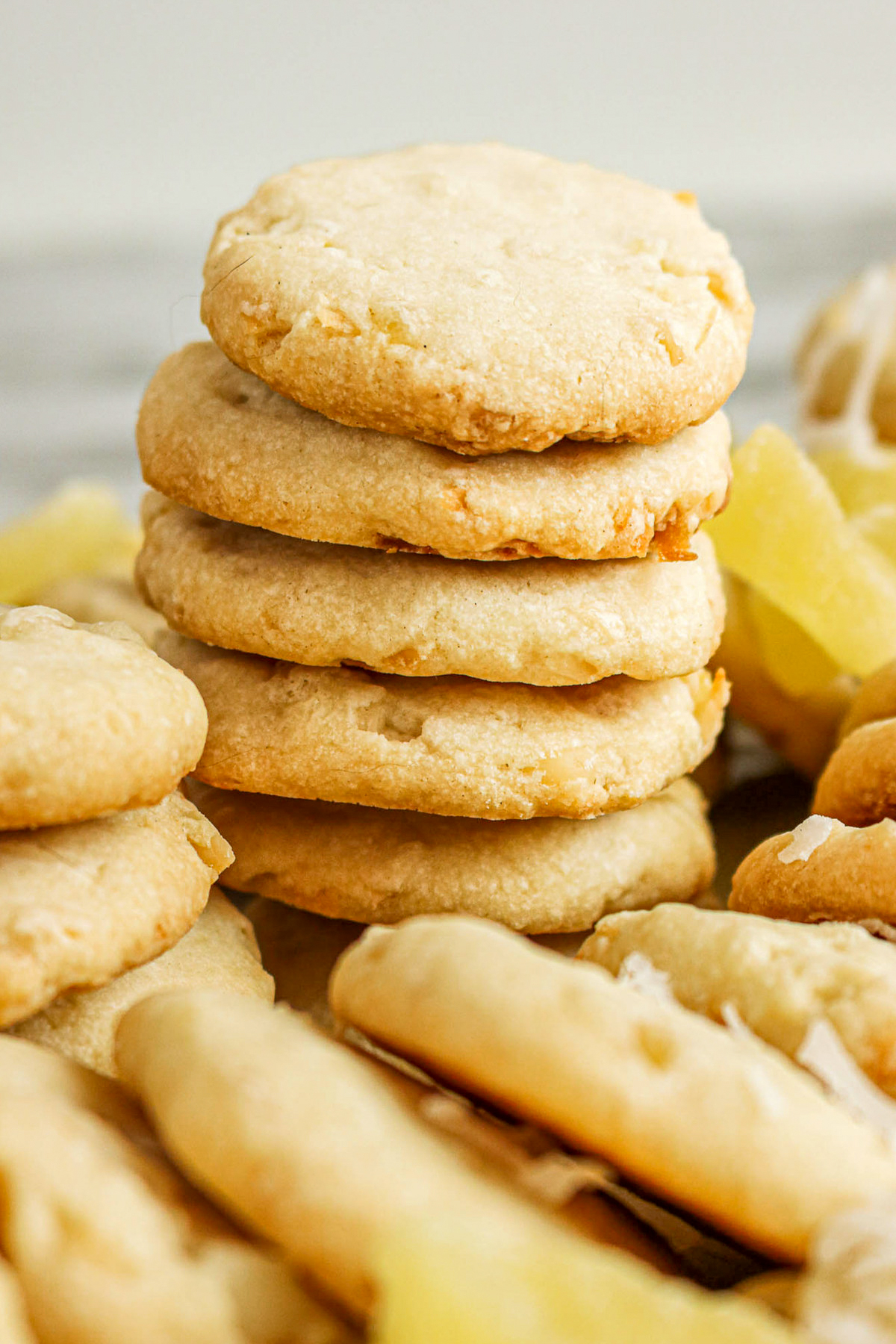 A stack of homemade Hawaiian shortbread cookies.