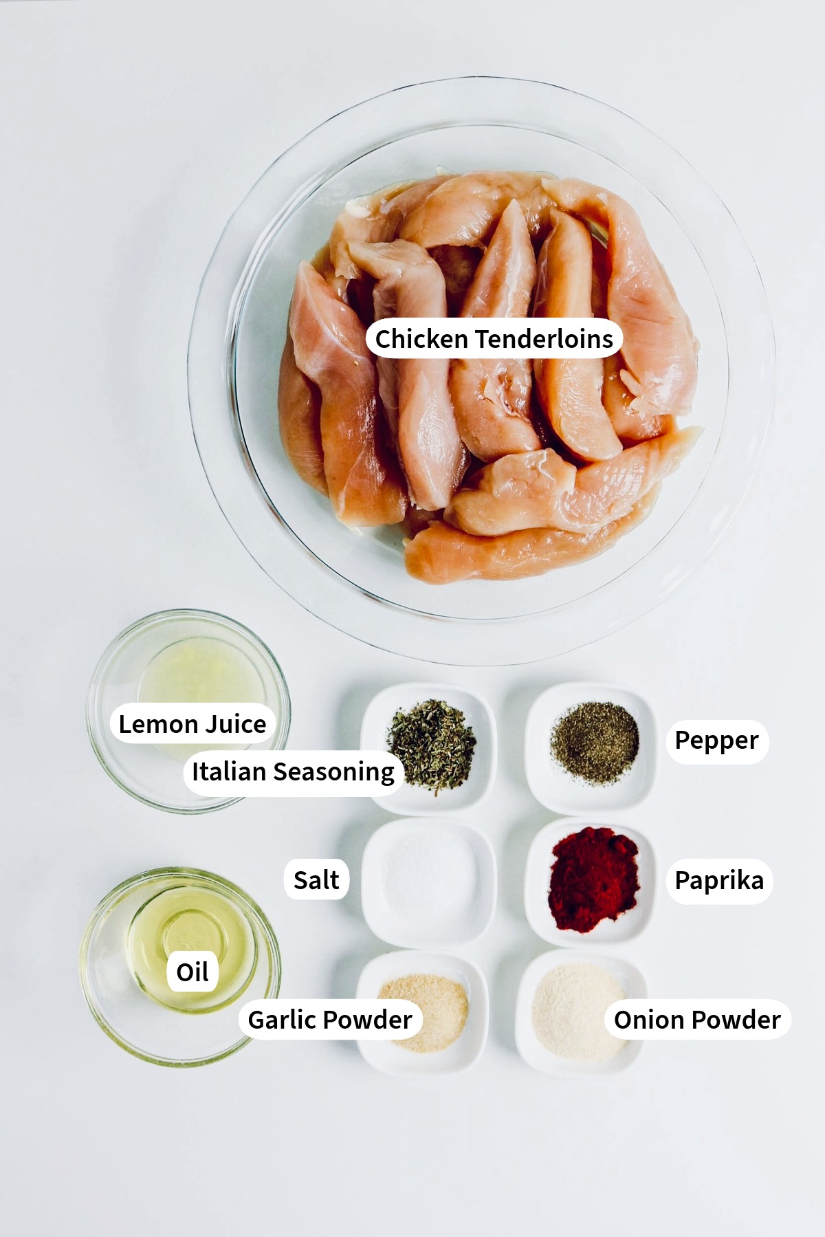 Ingredients to make grilled chicken tenderloins.