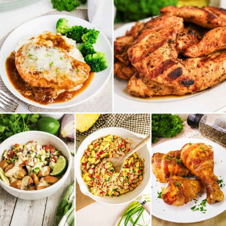 Collage of chicken recipes.