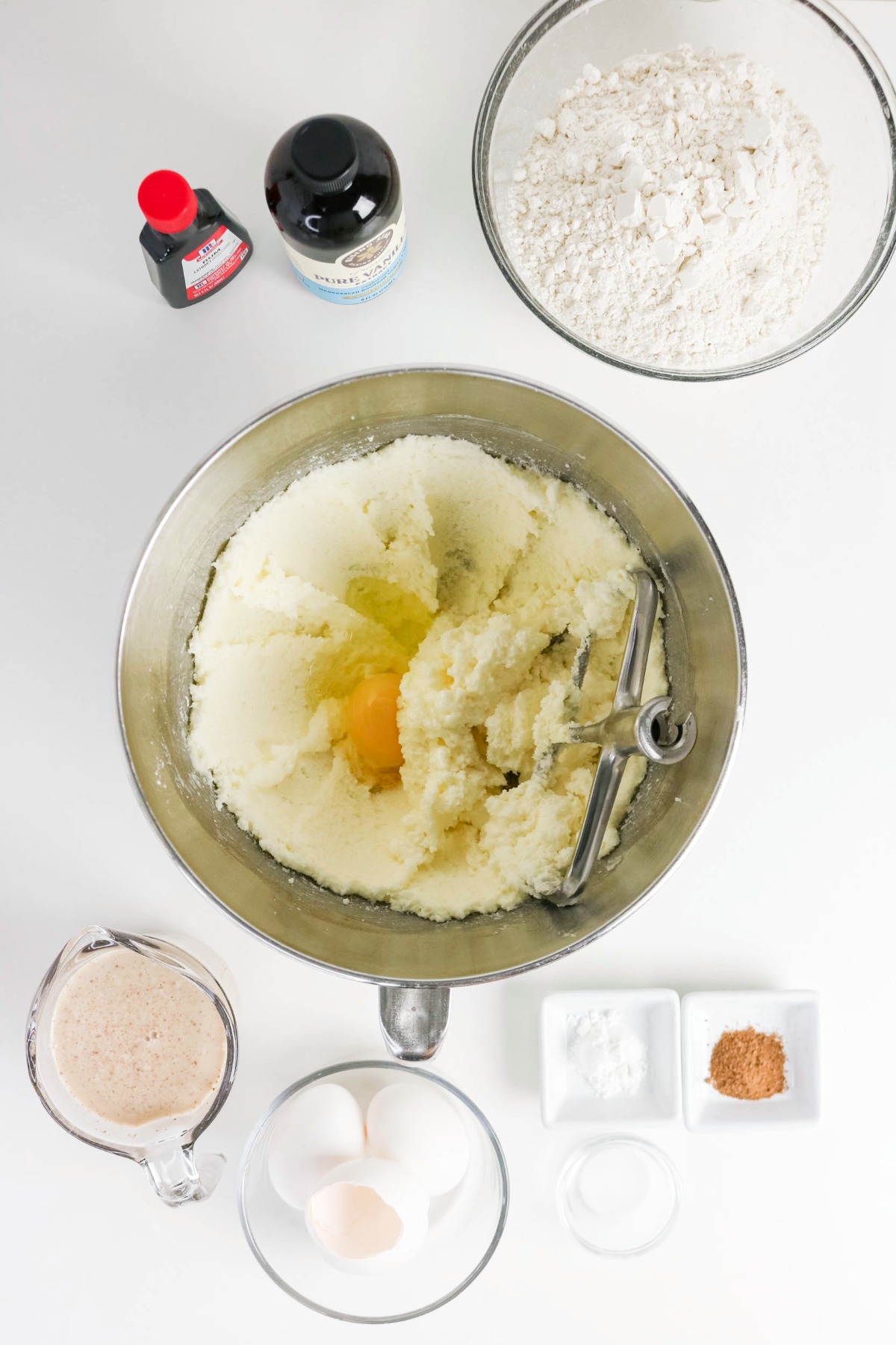 Butter mixture with eggs added one at a time.